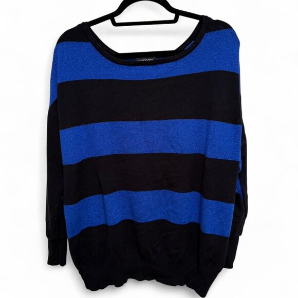 Lane Bryant Blue & Black Striped Long Sleeve Sweater Top - Picture 1 of 6